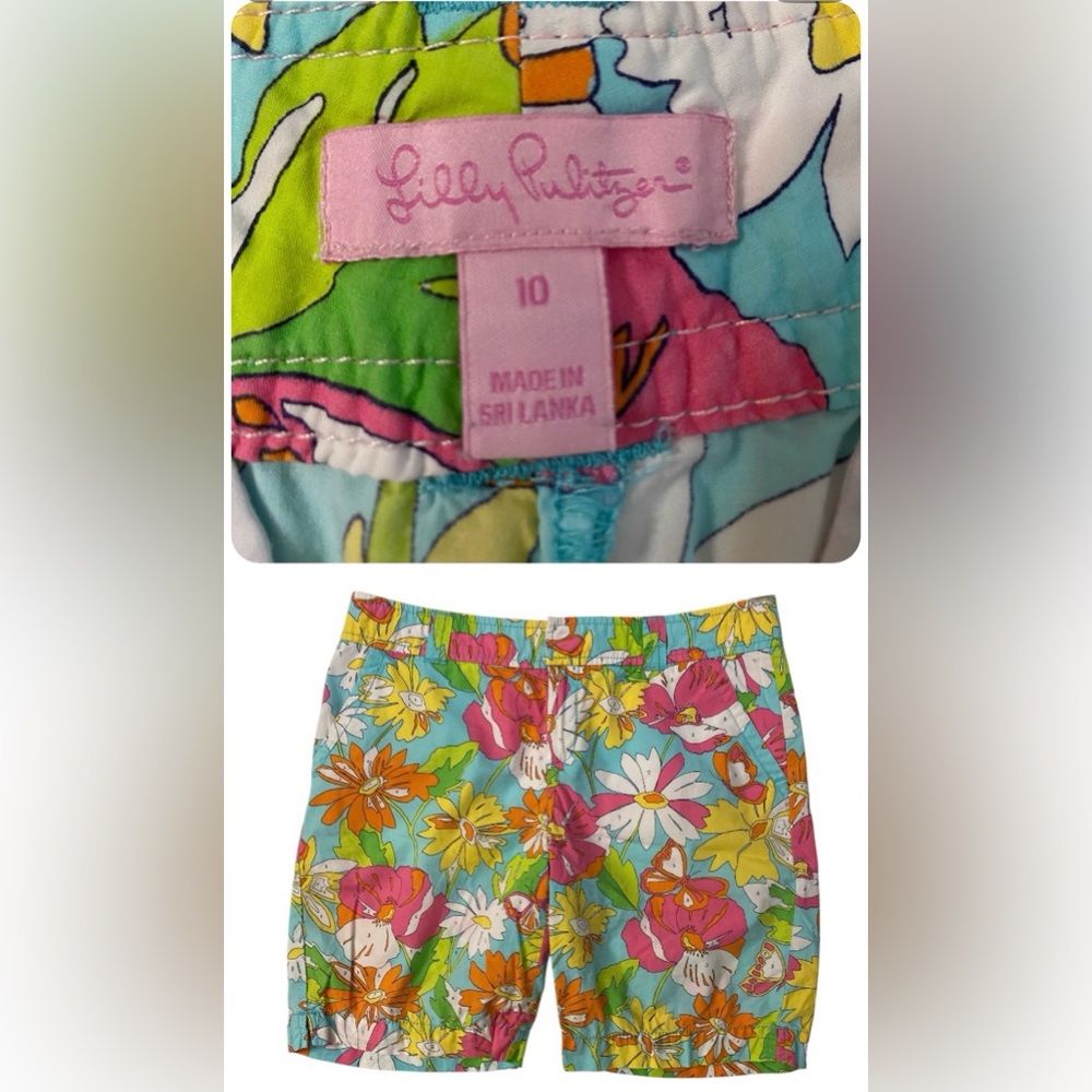 Lilly Pulitzer Color By Number Shorts Womens 10 Resort Fit Colorful Floral Print